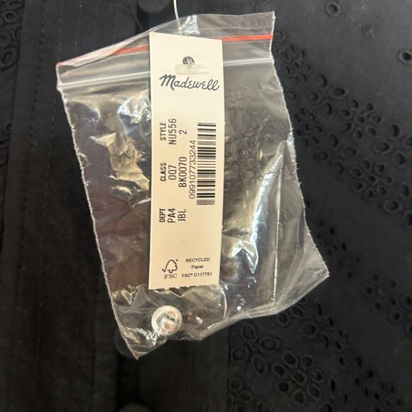 Madewell Eyelet Flutter Sleeve Mini Dress in Cotton Women's Size 2 in Black NWT! - Picture 4 of 6